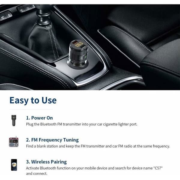 FM Bluetooth-lähetin - DPZO - Autoadapteri - Bluetooth 5.0 - Nopea QC 3.0 - Handsfree