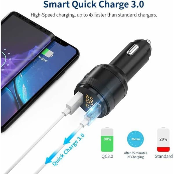 FM Bluetooth-lähetin - DPZO - Autoadapteri - Bluetooth 5.0 - Nopea QC 3.0 - Handsfree