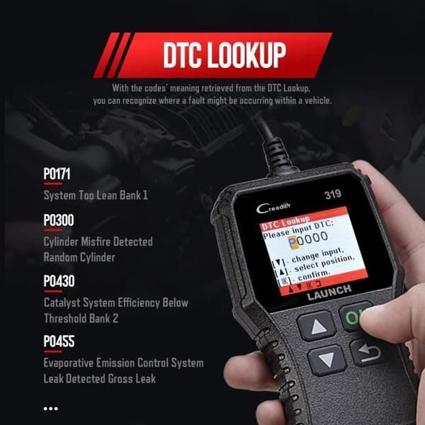 LAUNCH CR319 Scanner Auto Diagnostik OBD2 - EOBD-Can til at Læse og Slette Motorfejlkoder, EVAP og Sensor Tester, 77