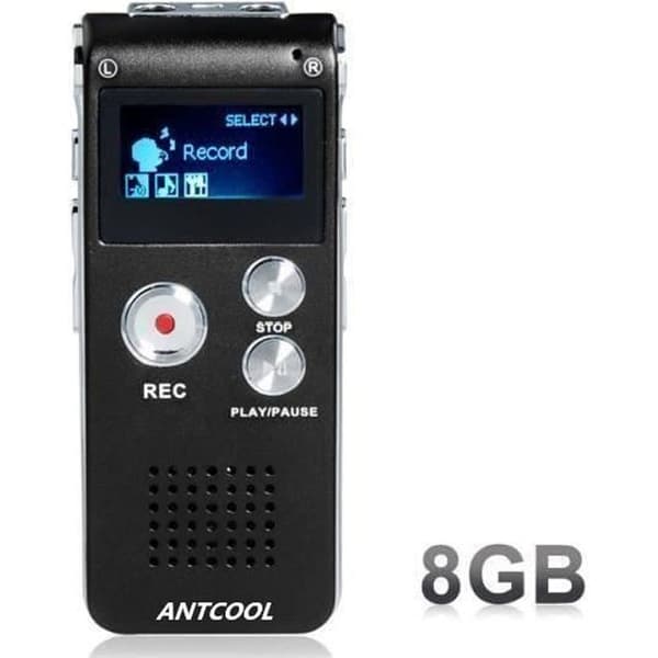 Stemoptager - ANTCOOL - Mini USB - 8 GB - 650 timer - MP3-afspiller