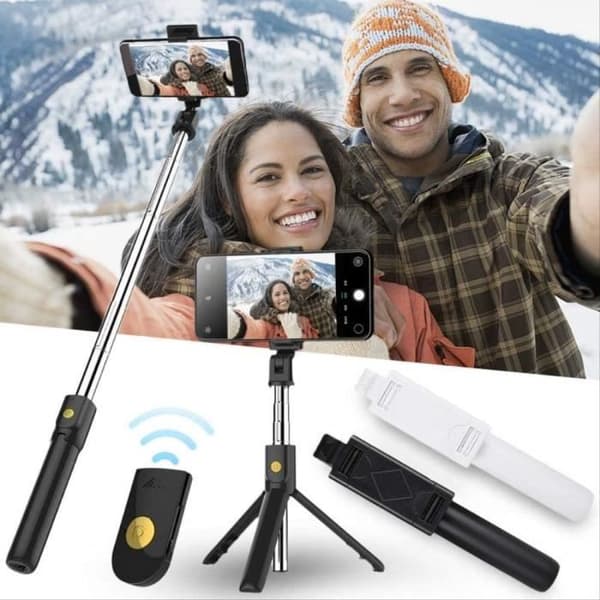 Selfie Stang Teleskopisk Stativ Bluetooth Android Apple Smartphone ny