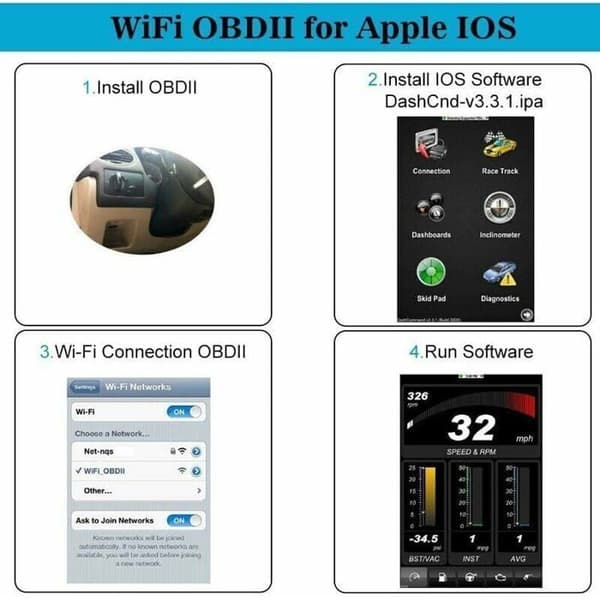 Fejlkode Scanner - PZCC - OBD2 - WiFi - Multimærke - Sort