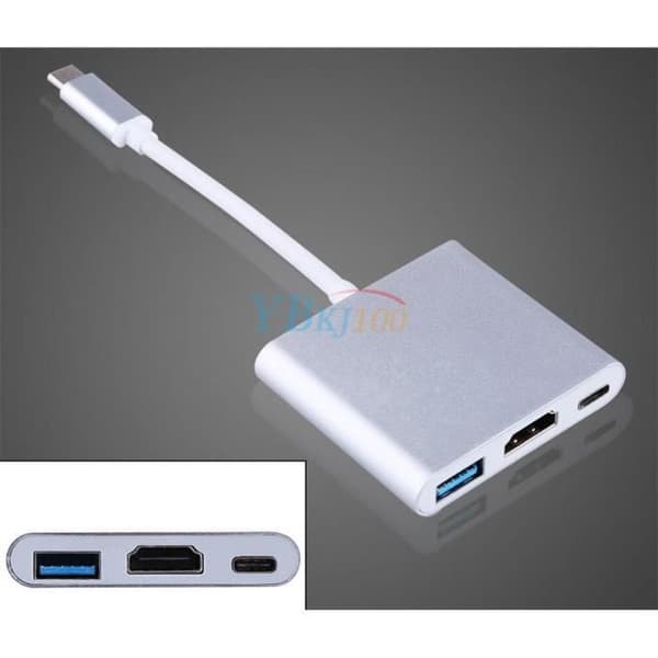 USB 3.1 Type C - ESTINK - HDMI - Monipistoke - Lataus - Harmaa
