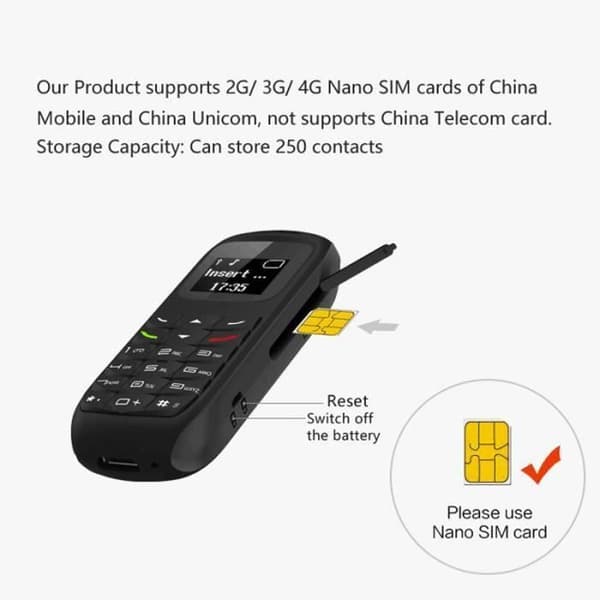 Telefon Mini - Ywei - BM70 - Bluetooth - Øretelefon - Sort