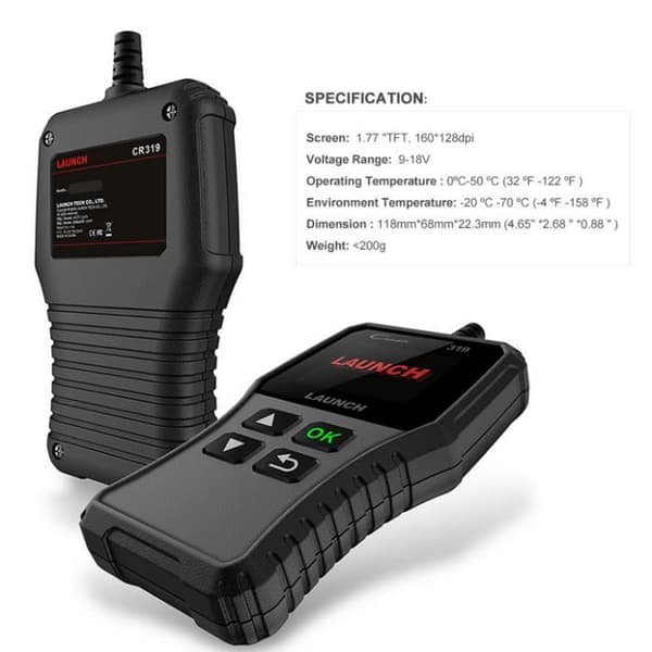 LAUNCH CR319 Scanner Auto Diagnostik OBD II CR3001/Can til at Læse og Slette Motorfejlkoder——