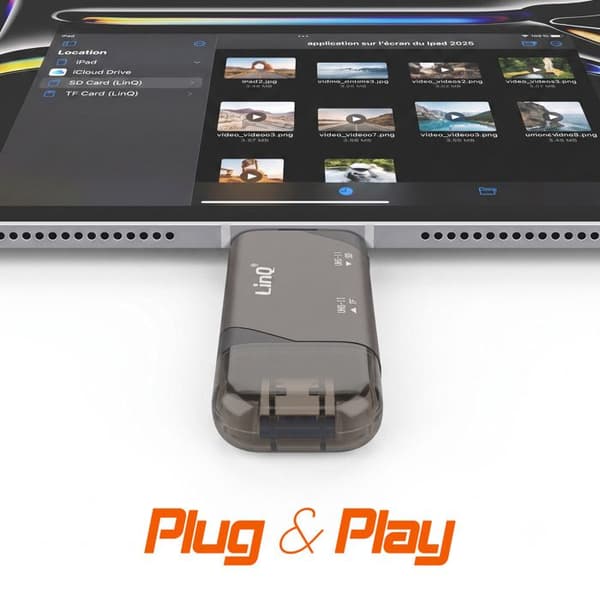 SD / MicroSD Höghastighetskortläsare USB-C och USB-A 5Gbps LinQ Grå