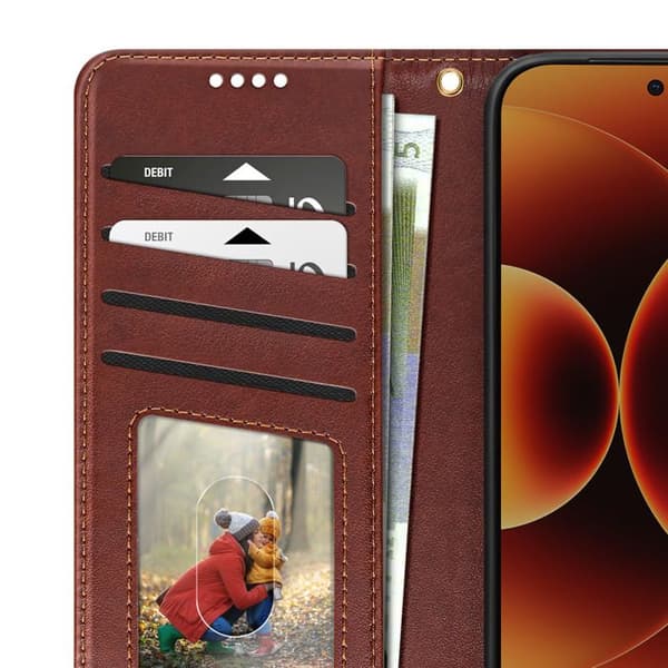 Plånboksfodral för Xiaomi 17 med Fällbar Stödfunktion Brun