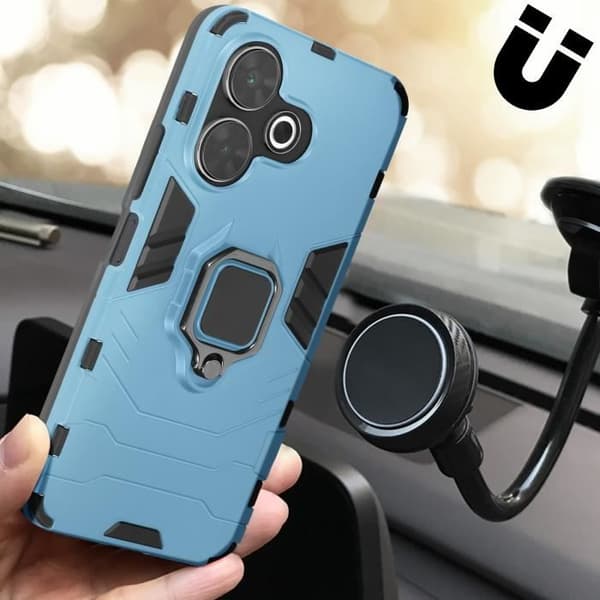 Coque för Xiaomi Redmi 13 Ring Stöd Stötsäker Ljusblå