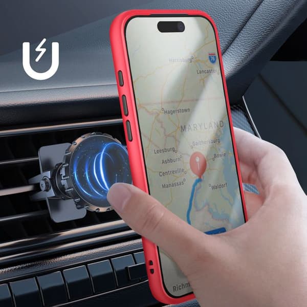 Fodral för iPhone 17 Pro Max med Ringstöd och Magnetfäste Röd