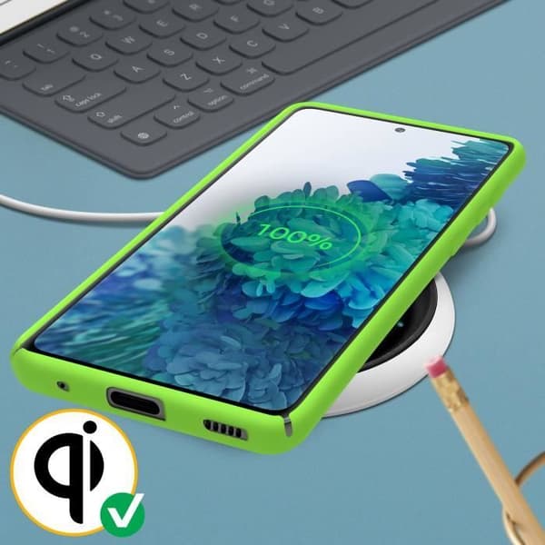 Fodral Galaxy S20 FE Halvstyv Soft Touch-kompatibel QI grön