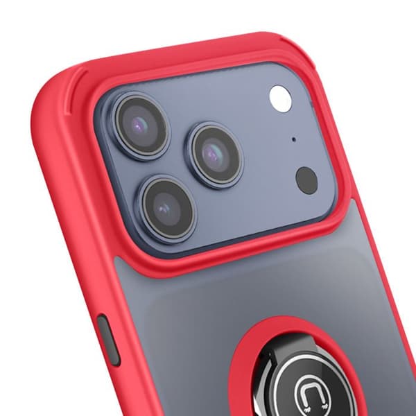Fodral för iPhone 17 Pro Max med Ringstöd och Magnetfäste Röd