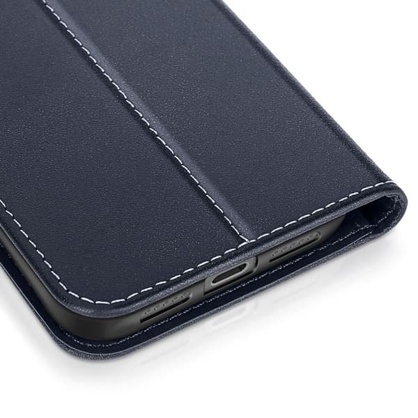 Plånboksfodral - AVIZAR - iPhone 17 Pro - Premiumläder - Ställfunktion - Mörkblå