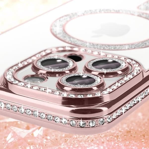 Coque - Diamant - iPhone 16 Pro - MagSafe-skydd - Strass-kontur - Elegant