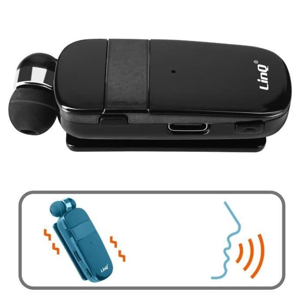 Bluetooth-headset - LinQ - R8344 - Batteritid 10h - Retractable kabel - Multipoint