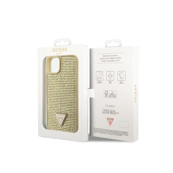Fodral till Apple iPhone 15 Triangle Diamond Guess Gold