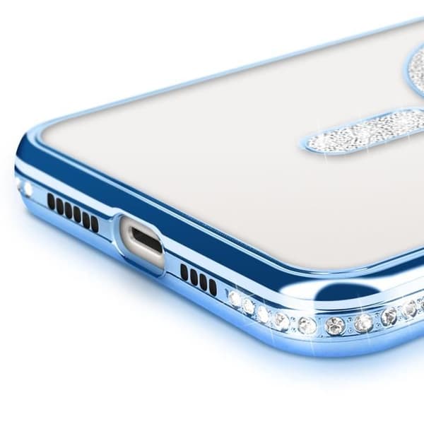 Coque Diamant för iPhone 14 Plus MagSafe Kontur Strass Blå