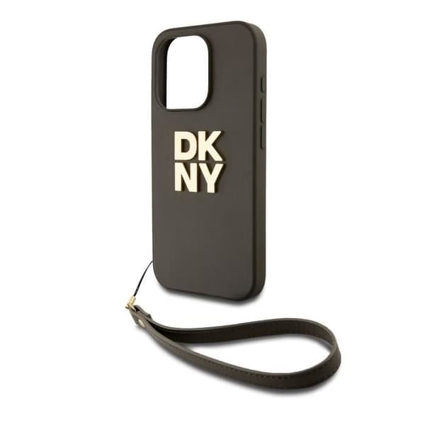 Coque - DKNY - iPhone 14 Pro - Brun - Handledsrem - Metalliserad Logotyp