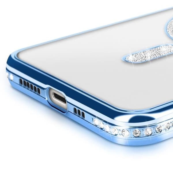 Coque Diamant för iPhone 14 Pro MagSafe Kontur Strass Blå