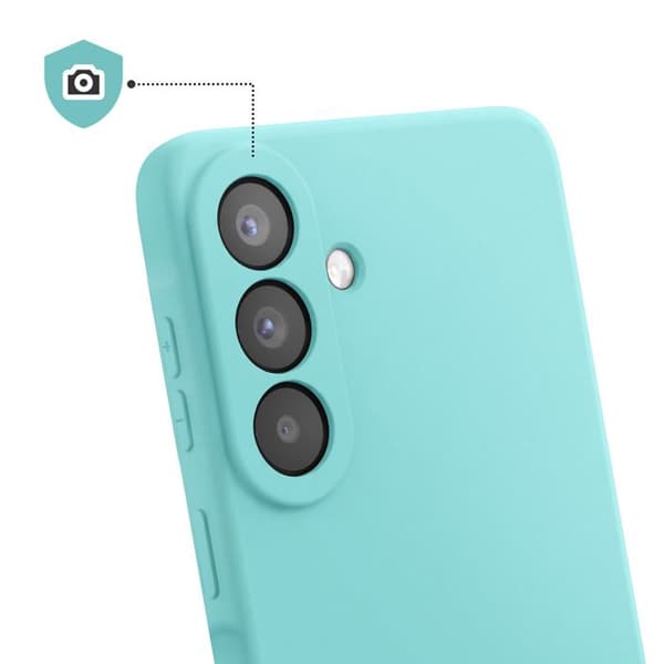 Silicone Soft-Touch-fodral för Galaxy A57 med turkos mikrofiberfoder