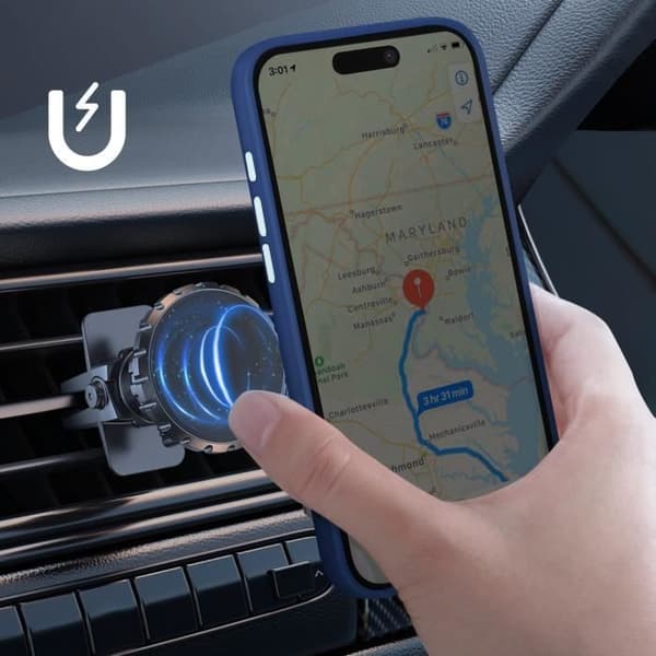 Coque för iPhone 16 Pro - Metallring - Stötresistent - Videostöd - Nattblå