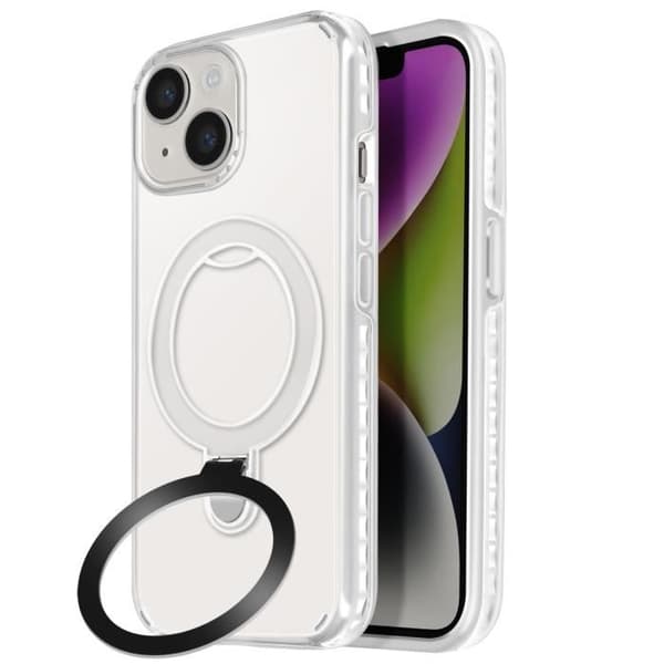 Coque MagSafe för iPhone 14 och 13 Stötsäker med Fällbart Stöd Vit