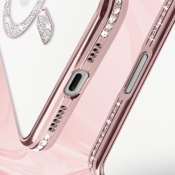 Coque - Diamant - iPhone 16 Pro - MagSafe-skydd - Strass-kontur - Elegant