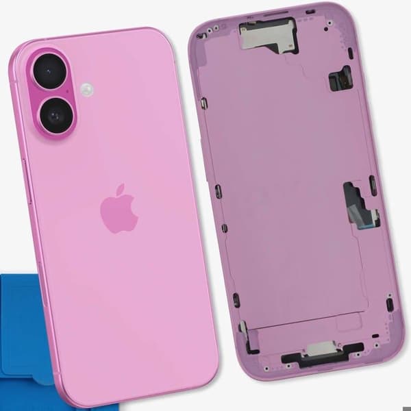 Centralt chassi för iPhone 16, exakt och säker passform, rosa