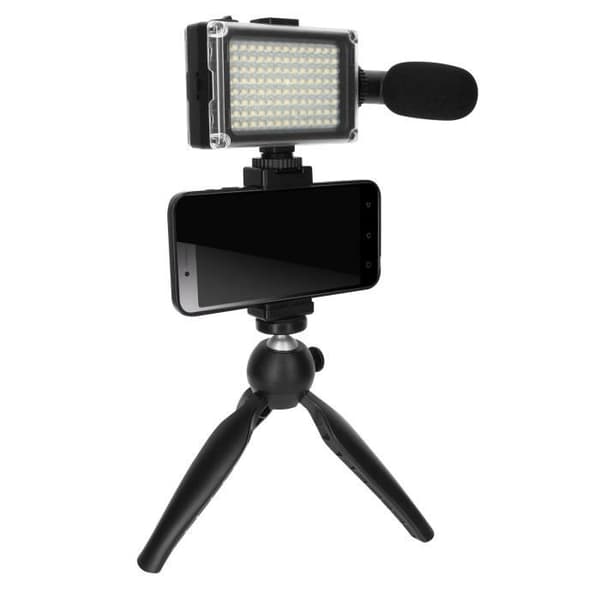 Pack Vlog - Puluz - Fällbart Stativ - Mikrofon med Vindskydd - Justerbar LED-projektor