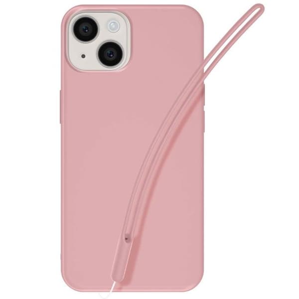 Telefonfodral - JAYM - iPhone 14 Plus - Silikon - Snöre ingår - Rosa