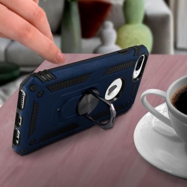 Coque - AVIZAR - iPhone 6/6S/7/8 Plus - Hybrid - Stöd Ring - Mörkblå