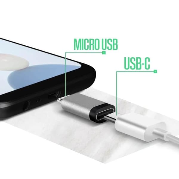 USB-C till micro-USB-adapter Laddning och Synkronisering 2.4A Grå