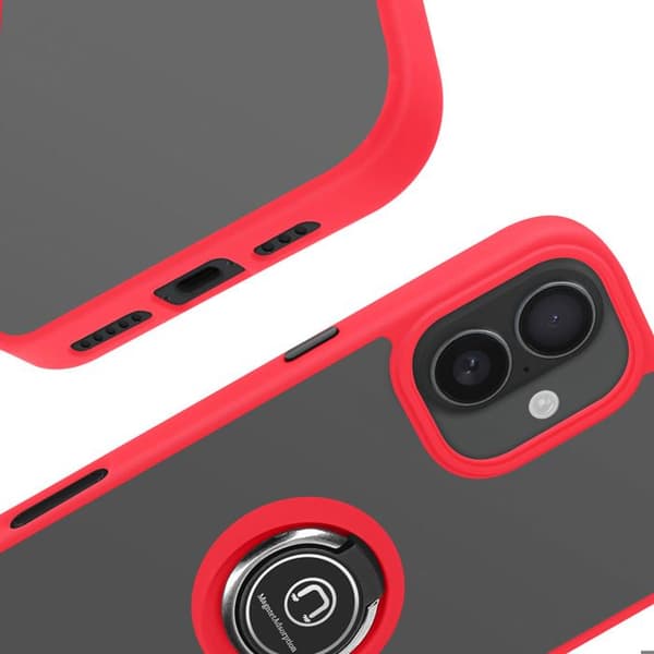 Fodral för iPhone 16 Metal Ring Video Support Röd