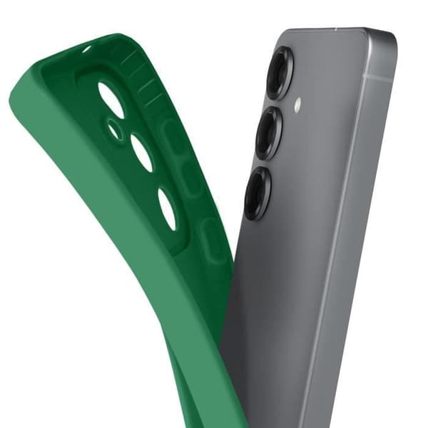 Silicone Soft Case for Samsung Galaxy S25 Protected Camera Block Green