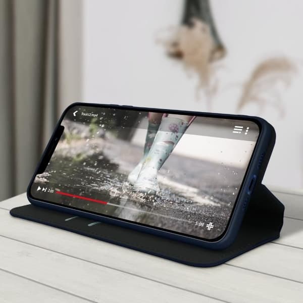 Housse Folio - Apple - iPhone 12 Mini - Mörknatt - Video Stöd - Kortfack