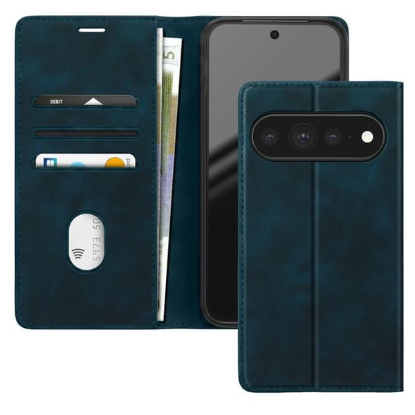 Plånboksfodral för Google Pixel 11 / 11 Pro Mocka Effekt med Stöd Blå natt