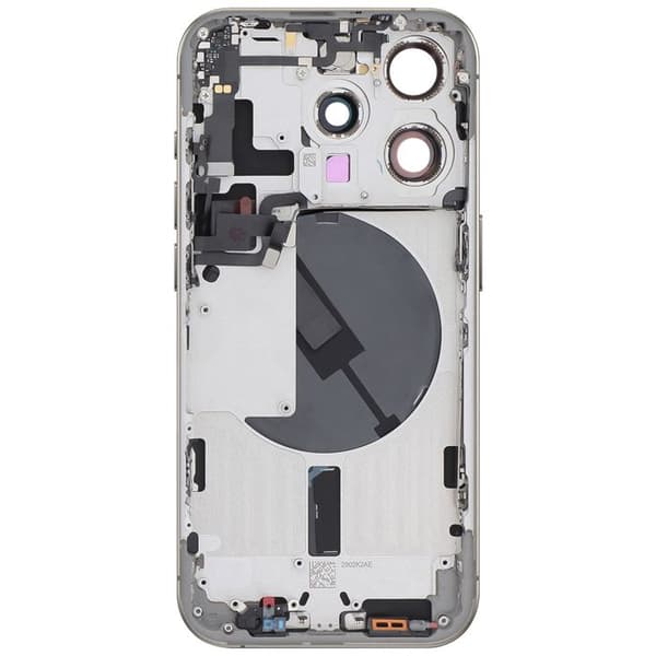 Batteri Cache för iPhone 15 Pro med Förmonterad Chassi och MagSafe Modul Ljusgrå