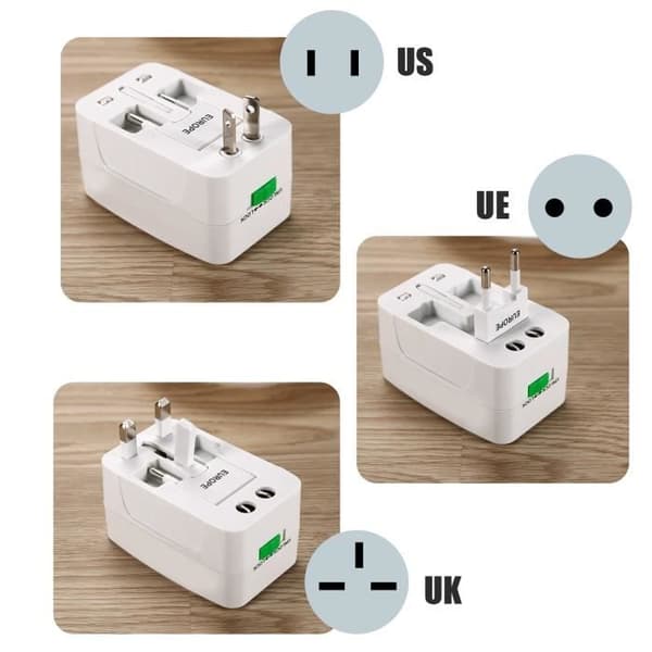 LinQ Universal Compact Hållbar UK/EU/US Reseströmadapter Vit