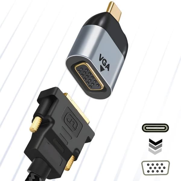 Videoadapter - USB-C - VGA - Upplösning 1080p - Kompakt - Grå