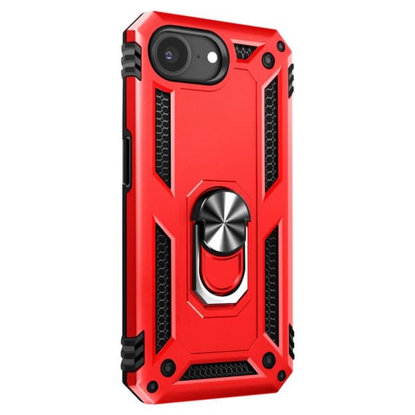 Coque för iPhone 16e Hybride Ring Stöd Magnetisk Röd
