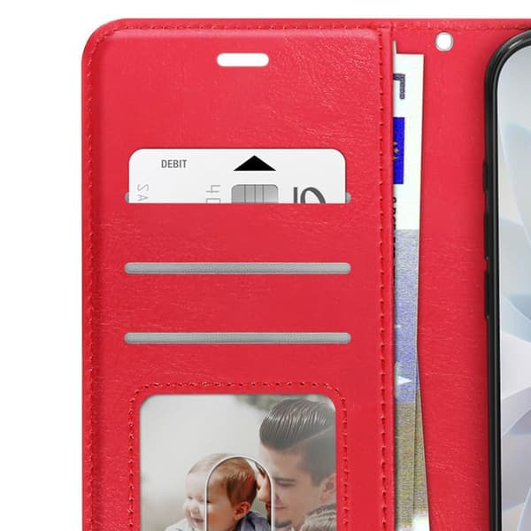 Plånboksetui för iPhone 17 med handledsrem och stativfunktion Mayaxess Röd