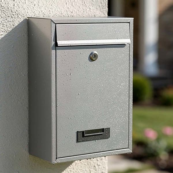 Väggmonterad Metallpostlåda med Nyckellås 32x22x8.5cm Vit