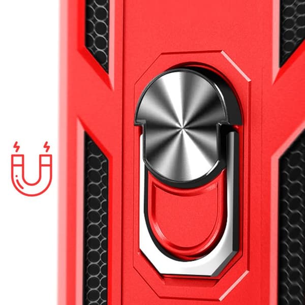 Coque för iPhone 16e Hybride Ring Stöd Magnetisk Röd