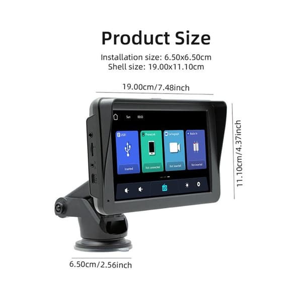 7" Pekskärm - CarPlay - Android Auto - GPS - Bluetooth 5.0 - Solskydd