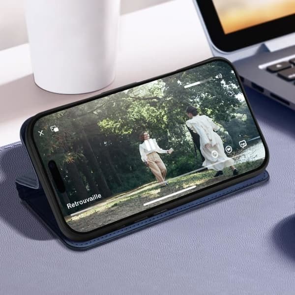 Fodral för iPhone 16 Pro Max Flip Wallet Video Support Midnight Blue