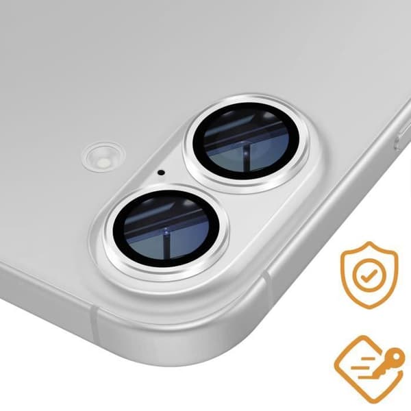 Härdat Glas Kamera för iPhone 16 Plus Hårdhet 9H Rep-resistant Silver