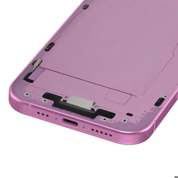 Centralt chassi för iPhone 16, exakt och säker passform, rosa
