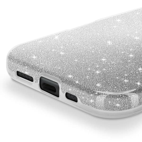 Glittercase för iPhone 16 Plus Stötsäker Glittrande Silver