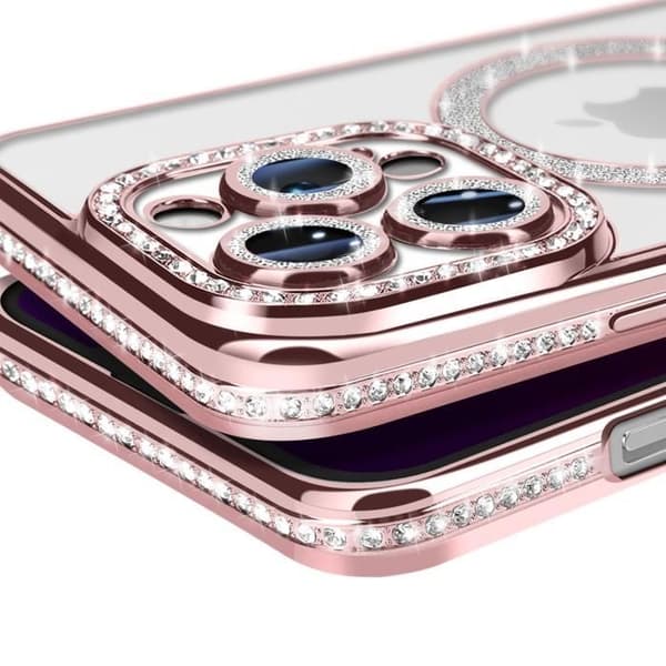 Coque Diamant för iPhone 13 Pro MagSafe Contour Strass Rosa
