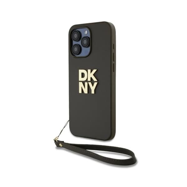 Coque - iPhone 15 Pro Max - Brunt - Handled - Metalliserat DKNY-logotyp