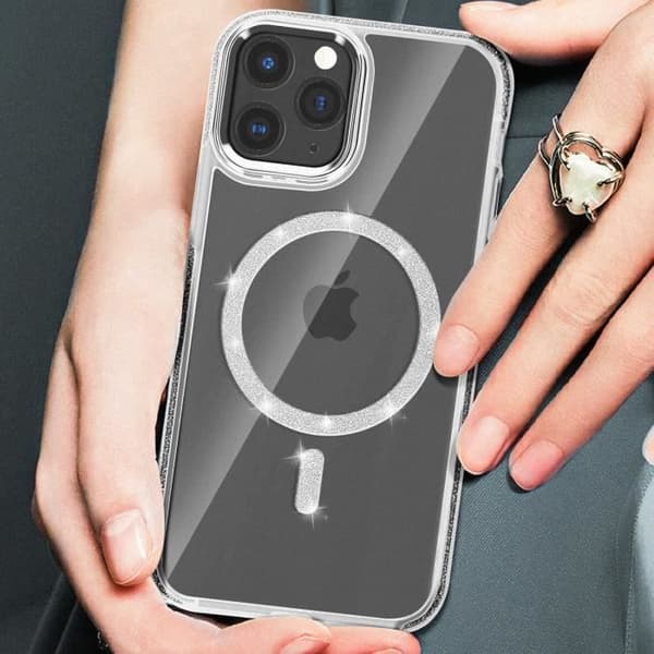 Coque MagSafe för iPhone 11 Pro Silikon Glittrande Silver